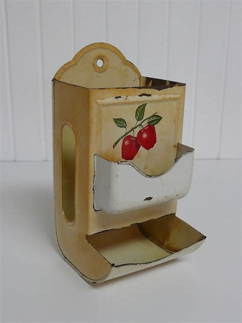 old metal match box red and white with girl|Vintage Match Box Holder Red & White Metal Match .